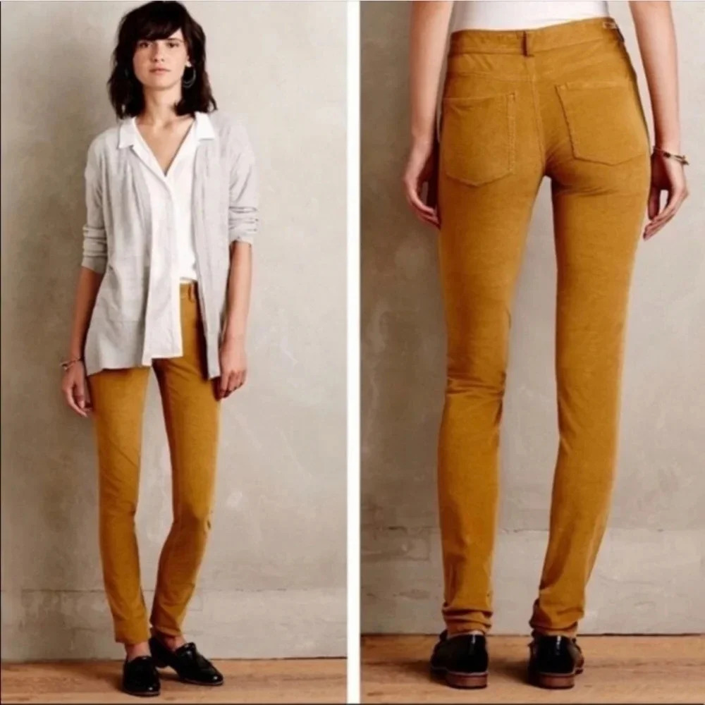 Pilcro and the Letterpress Skinny Corduroy High-Rise Jeans, Color Yellow…
